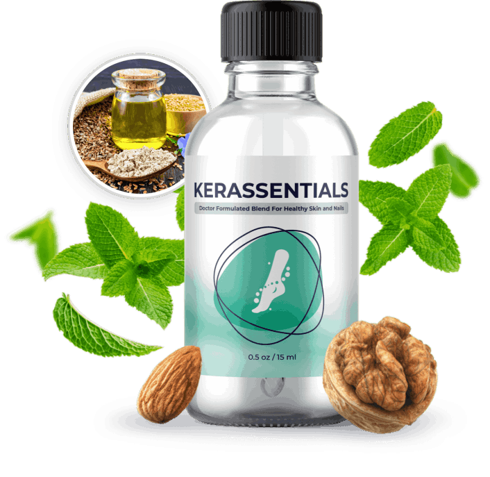 Kerassentials topical nail and skin oil bottle